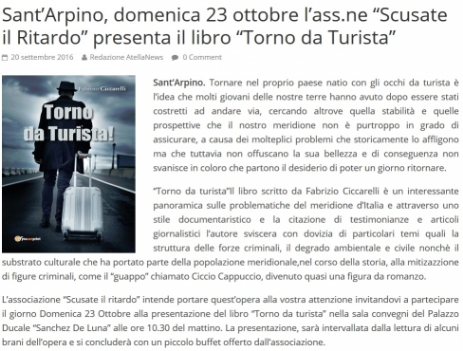 Presentazione Torno da turista Fabrizio Ciccarelli